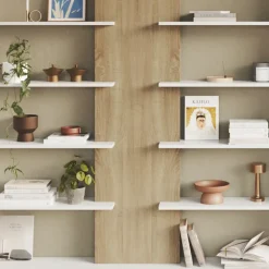 Libreria da parete 270x180h cm moderna soggiorno rovere bianco Biblio Aline 3