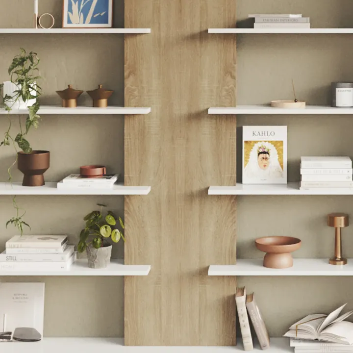Libreria da parete 270x180h cm moderna soggiorno rovere bianco Biblio Aline 3