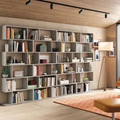 Libreria da parete 320x192h cm moderna cemento Amira