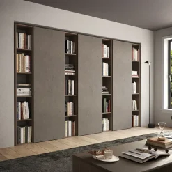 Libreria da parete 274x186h cm moderna marrone rovere scuro Sunset 89