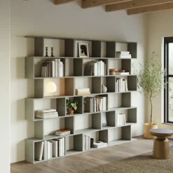 Libreria da parete 240x192h cm moderna design cemento Amira 3