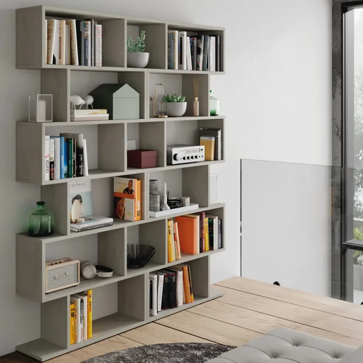 Libreria da parete 160x192h cm moderna design cemento Amira 2