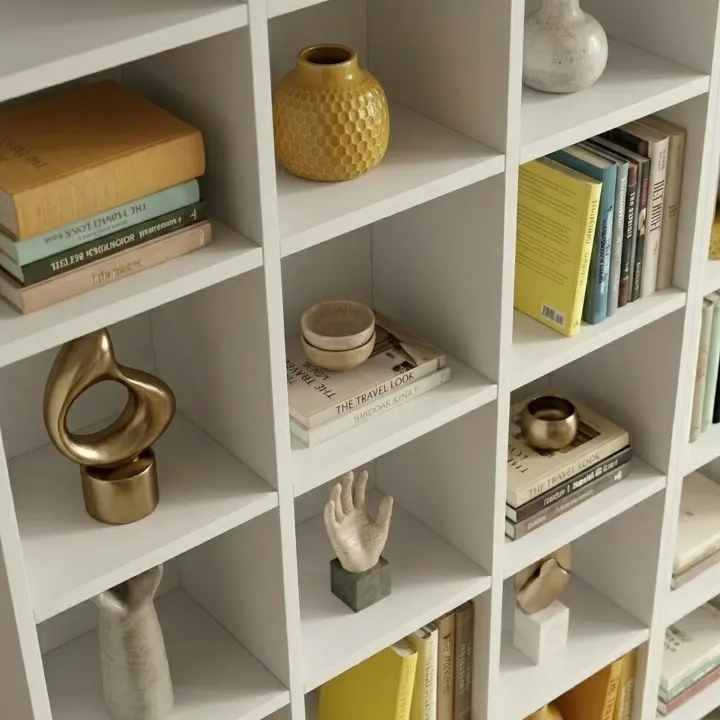 Libreria da parete 305x178h cm moderna soggiorno bianco Macondo 3