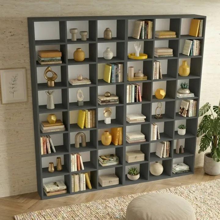 Libreria da parete 203x178h cm moderna soggiorno antracite Macondo 2