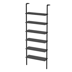 Libreria da parete 72x181h cm 6 ripiani industrial antracite metallo nero Biak