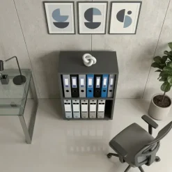 Libreria da parete 49x74h cm 2 ripiani ufficio multiuso antracite Arkiva