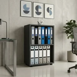 Libreria da parete 49x74h cm 2 ripiani ufficio multiuso antracite Arkiva