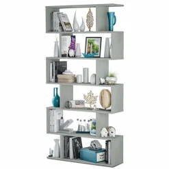 Libreria da parete 80x192h cm soggiorno design cemento Zaira