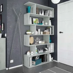 Libreria da parete 80x192h cm soggiorno design cemento Zaira
