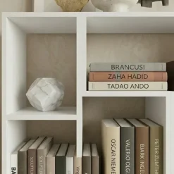 Libreria da parete 81x91h cm 5 vani a vista moderno multifunzione bianco Camaleo