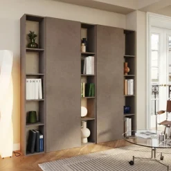 Libreria mobile multiuso scarpiera dispensa 195x186h marrone bronzo Sunset 1003