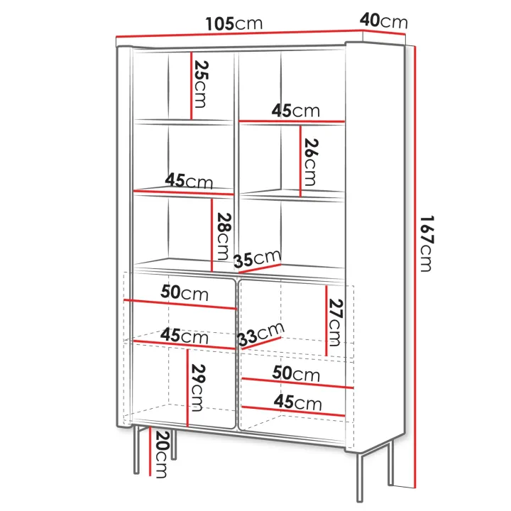 Libreria mobile multiuso 105x167h cm 2 ante noce nero Wrappy