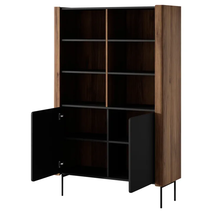 Libreria mobile multiuso 105x167h cm 2 ante noce nero Wrappy