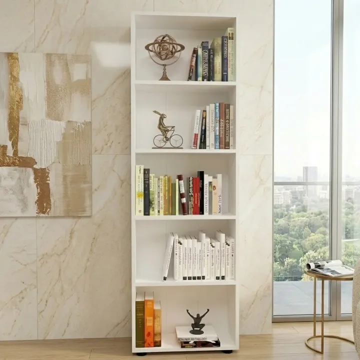 Libreria moderna 56x172cm 4 ripiani multiuso bianco Marvel