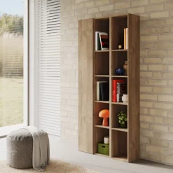 Libreria moderna 84x186h cm 1 anta rovere scuro Sunset 1004