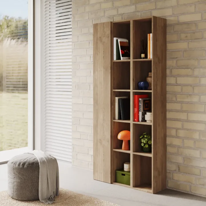 Libreria moderna 84x186h cm 1 anta rovere scuro Sunset 1004