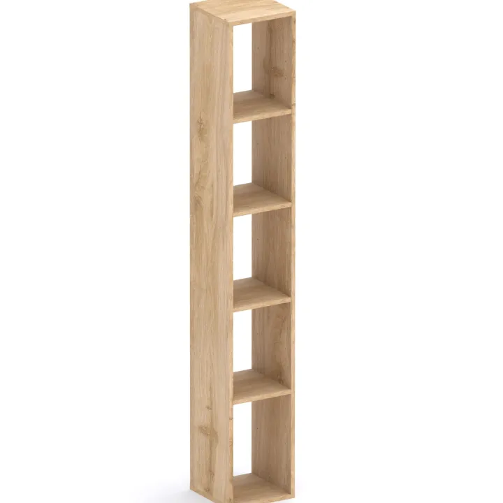 Libreria moderna 84x186h cm 2 ante bianco lucido rovere chiaro Sunset 1005