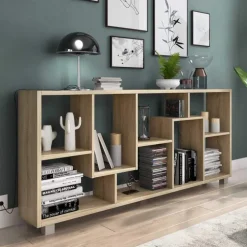 Libreria orizzontale 156x74h cm moderna soggiorno multiposizione rovere Eliza