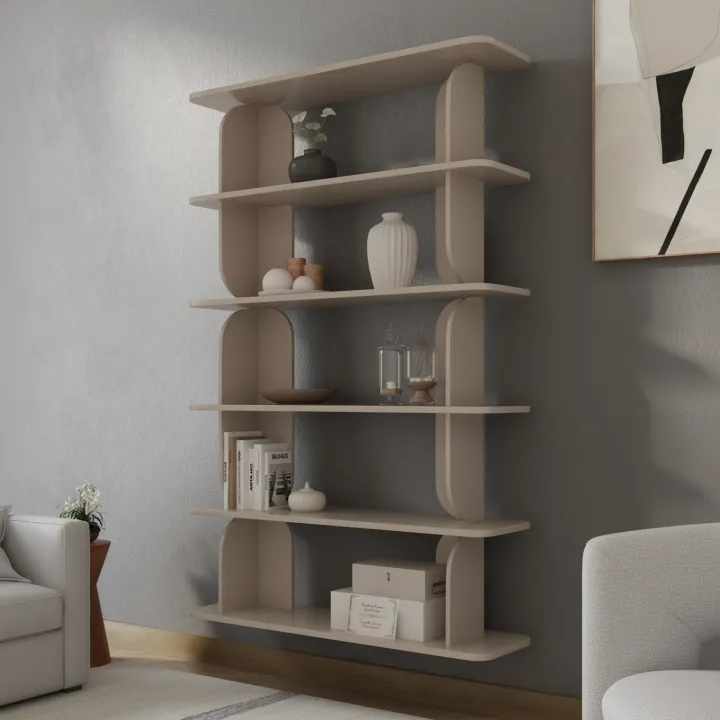 Libreria sospesa 120x185h cm moderna soggiorno cashmere Bukly