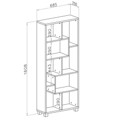 Libreria verticale 69x161h cm reversibile moderna bianco frassinato Eliza