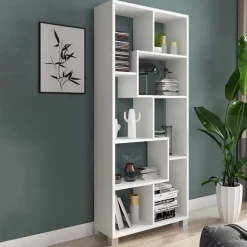 Libreria verticale 69x161h cm reversibile moderna bianco frassinato Eliza