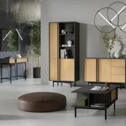 Libreria 83x195 cm 3 ante 3 vani a giorno antracite rovere Essenzia