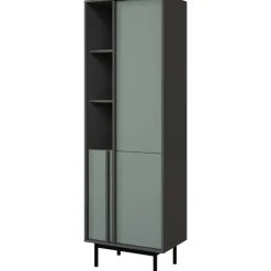 Libreria 63x195 cm 3 ante 3 vani a giorno antracite verde Essenzia
