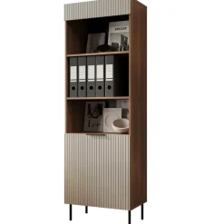 Libreria 60x185h cm 1 anta 3 vani a giorno beige cashmere noce Serenia