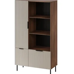 Libreria 90x166h cm 3 ante 3 vani a giorno beige cashmere noce Serenia