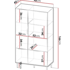 Libreria 90x166h cm 3 ante 3 vani a giorno beige cashmere noce Serenia