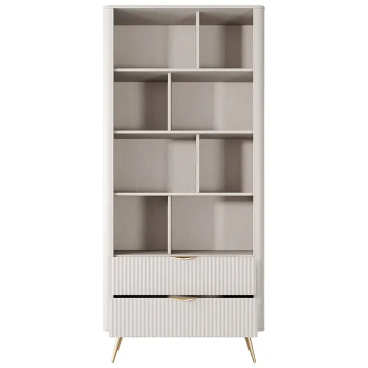 Libreria 88x194h cm 2 cassetti 8 vani a giorno beige cannettato Ramis