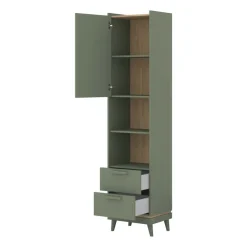 Libreria 50x215h cm 2 cassetti 2 vani a giorno verde salvia Yu