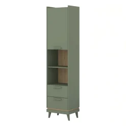 Libreria 50x215h cm 2 cassetti 2 vani a giorno verde salvia Yu