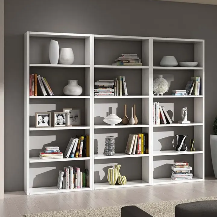 Libreria 89x218h cm componibile moderna bianco frassinato Kubic 14