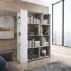 Libreria 129x174h cm design bianco frassinato cemento Coleman