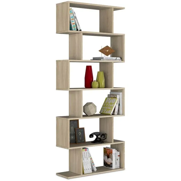Libreria 80x192h cm design moderno rovere chiaro Zaira