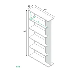 Libreria 90x180h cm moderna bianco opaco rovere Elira