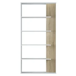 Libreria 90x180h cm moderna bianco opaco rovere Elira