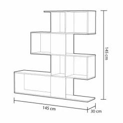 Libreria 145x145h cm moderna bianco opaco cemento Snake