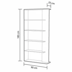 Libreria 90x180h cm moderna bianco opaco cemento Elira