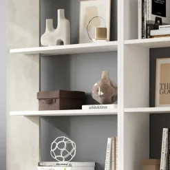 Libreria 180x180h cm moderna design bianco opaco cemento Aline 2
