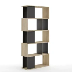 Libreria 80x183h cm moderna rovere laccato nero Tape Gihome®