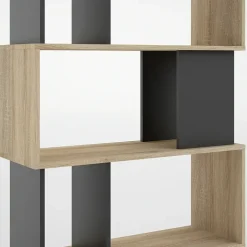 Libreria 80x183h cm moderna rovere laccato nero Tape Gihome®
