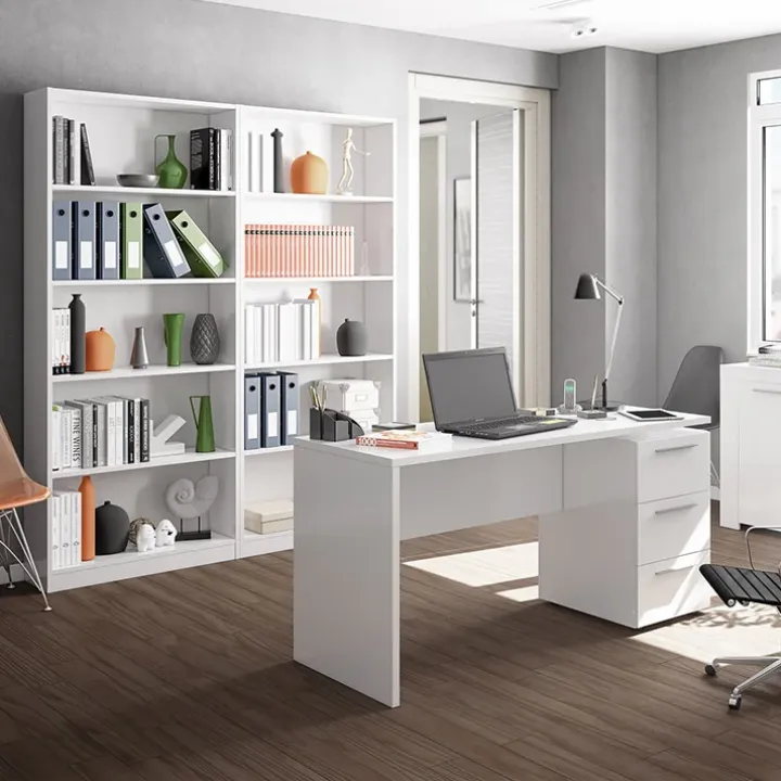 Libreria 80x201h cm moderna soggiorno bianco opaco Allan