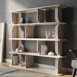 Libreria 160x156h cm moderna soggiorno cashmere Bukly