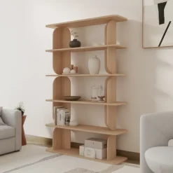 Libreria 120x185h cm moderna soggiorno rovere Bukly