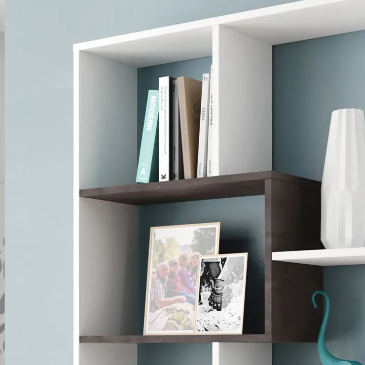 Libreria 80x180h cm multiposizione moderna bianco opaco ossido Texas