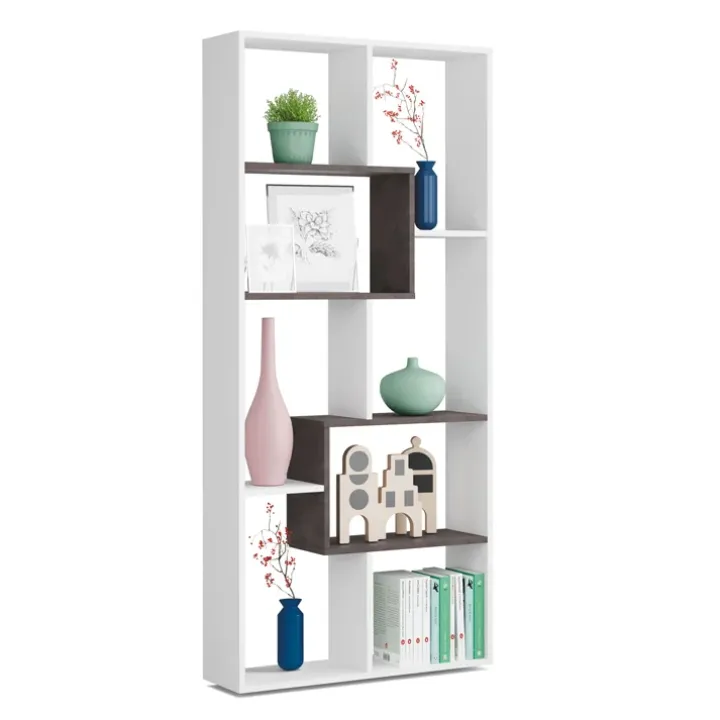 Libreria 80x180h cm multiposizione moderna bianco opaco ossido Texas