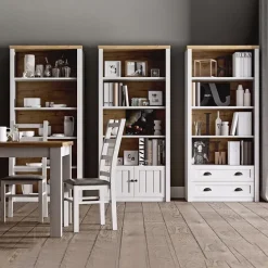Libreria 90x198h cm 5 ripiani bianco frassinato rovere Provenza