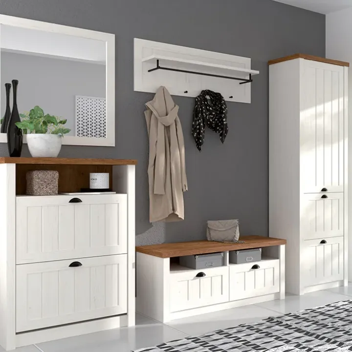 Libreria 90x198h cm 5 ripiani bianco frassinato rovere Provenza